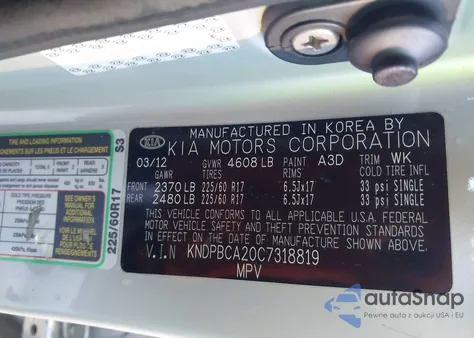 2012 Kia Sportage Lx из США, поврежденный, VIN KNDPBCA20C7318819